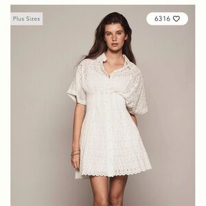 Anthropologie The Tobie Eyelet Mini Shirt Dress by Exquise medium/large petite